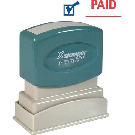 XSTAMPER "Paid" Ink Stamp, 1/2"x1-5/8", Blue/Red Ink XST2024